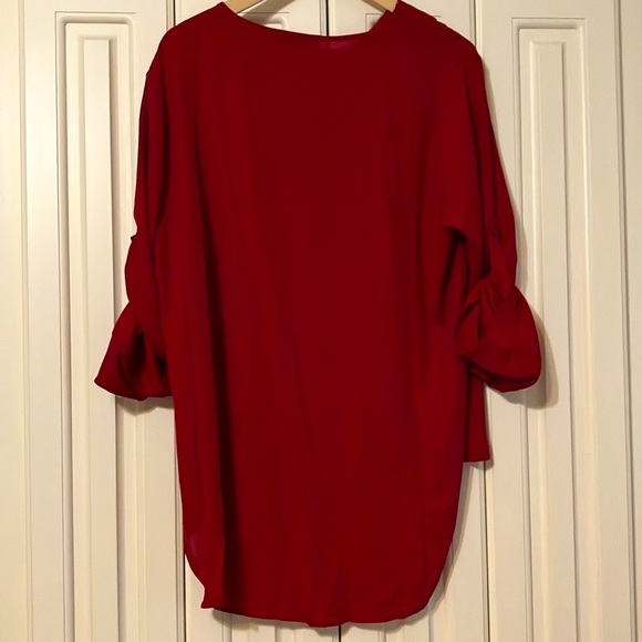 Yidarton Long-Sleeved Red Half-Zip Blouse Size XXL NWT - Picture 2 of 6